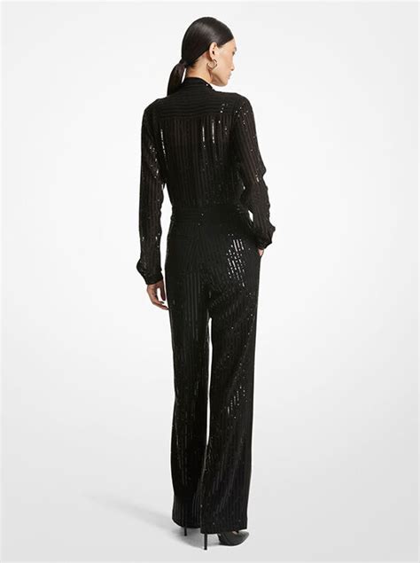 georgette black michael kors jumpsuit|Michael Kors pleated jumpsuit.